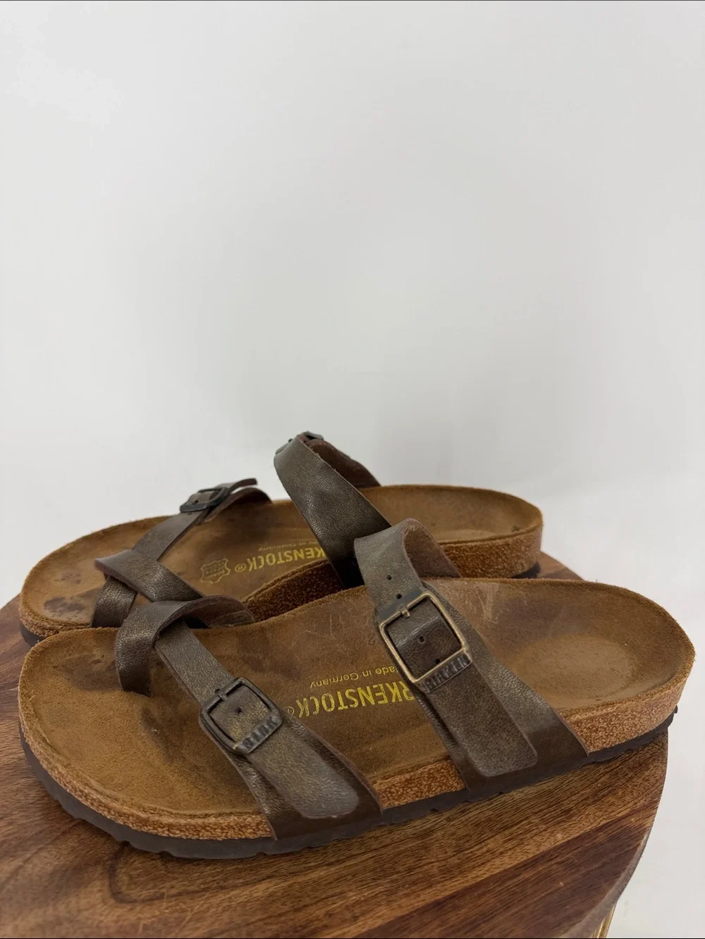 Birkenstock Mayari Brown Leather Toe Loop Sandals Size 37 Made in Germany